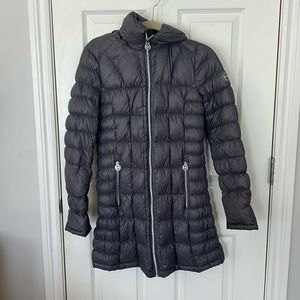 Dark gray, Michael Kors lightweight packable down fill Long puffer
